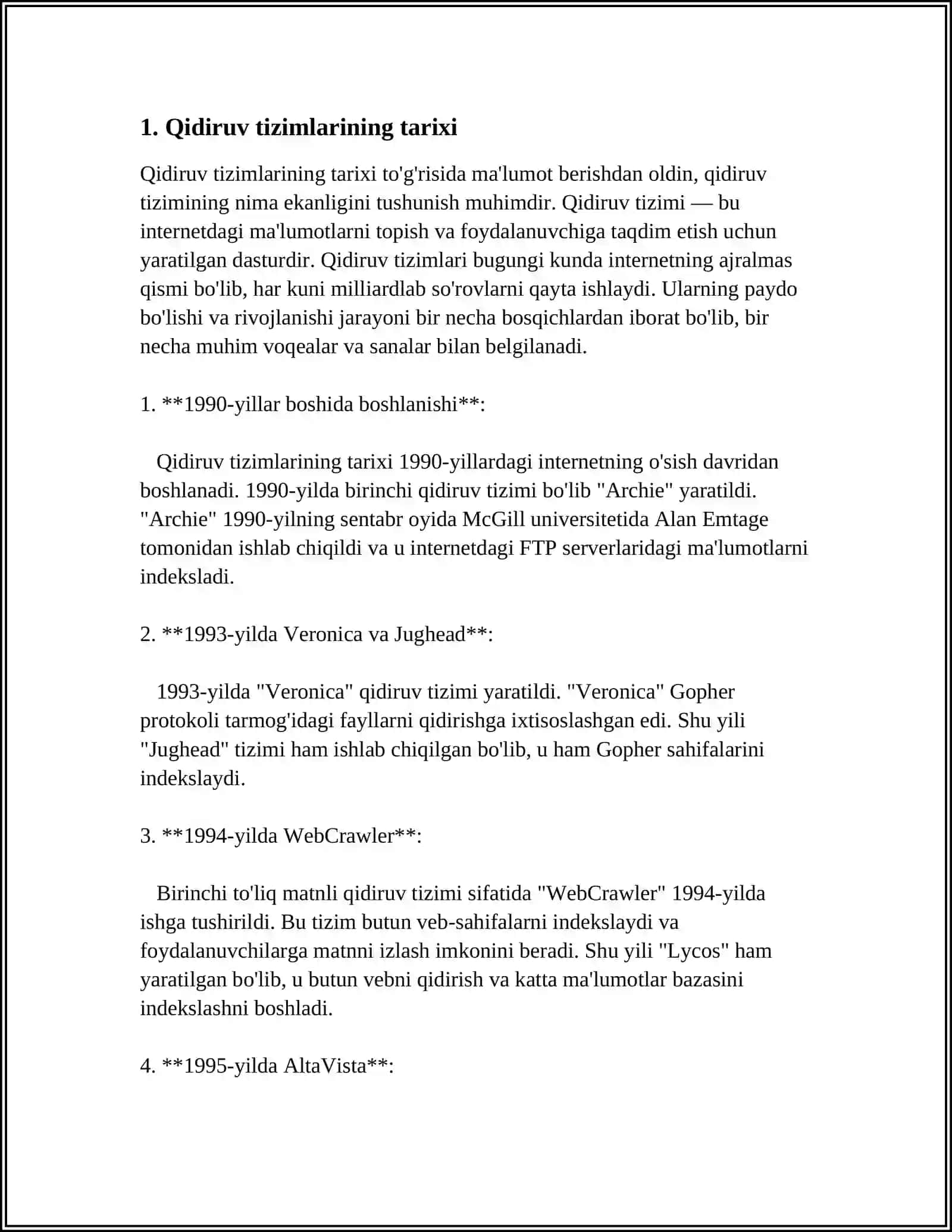 MUSTAQIL ISH Mavzu: QIDIRUV TIZIMLARI 3