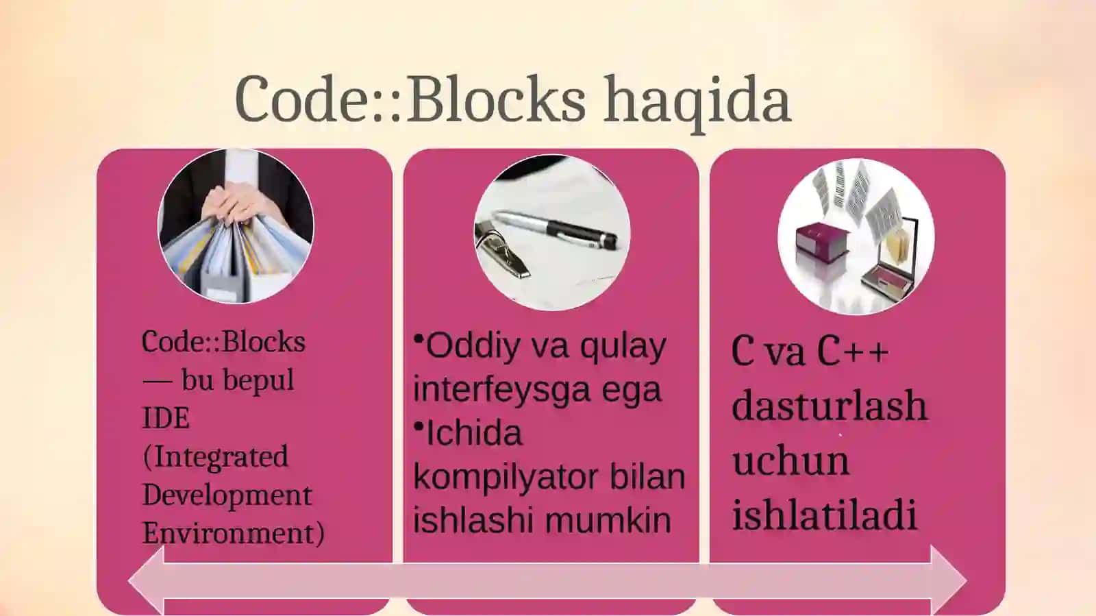 Code::Blocks dasturini o'rnatish C++ oqimlar va amalar 3