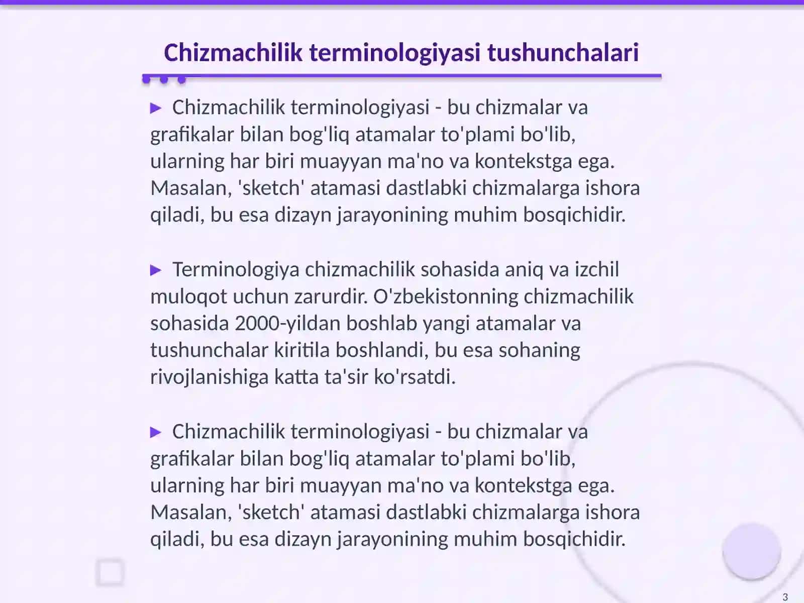 Chizmachilik termenalogiyasi Termin tanlash mezonlari 3