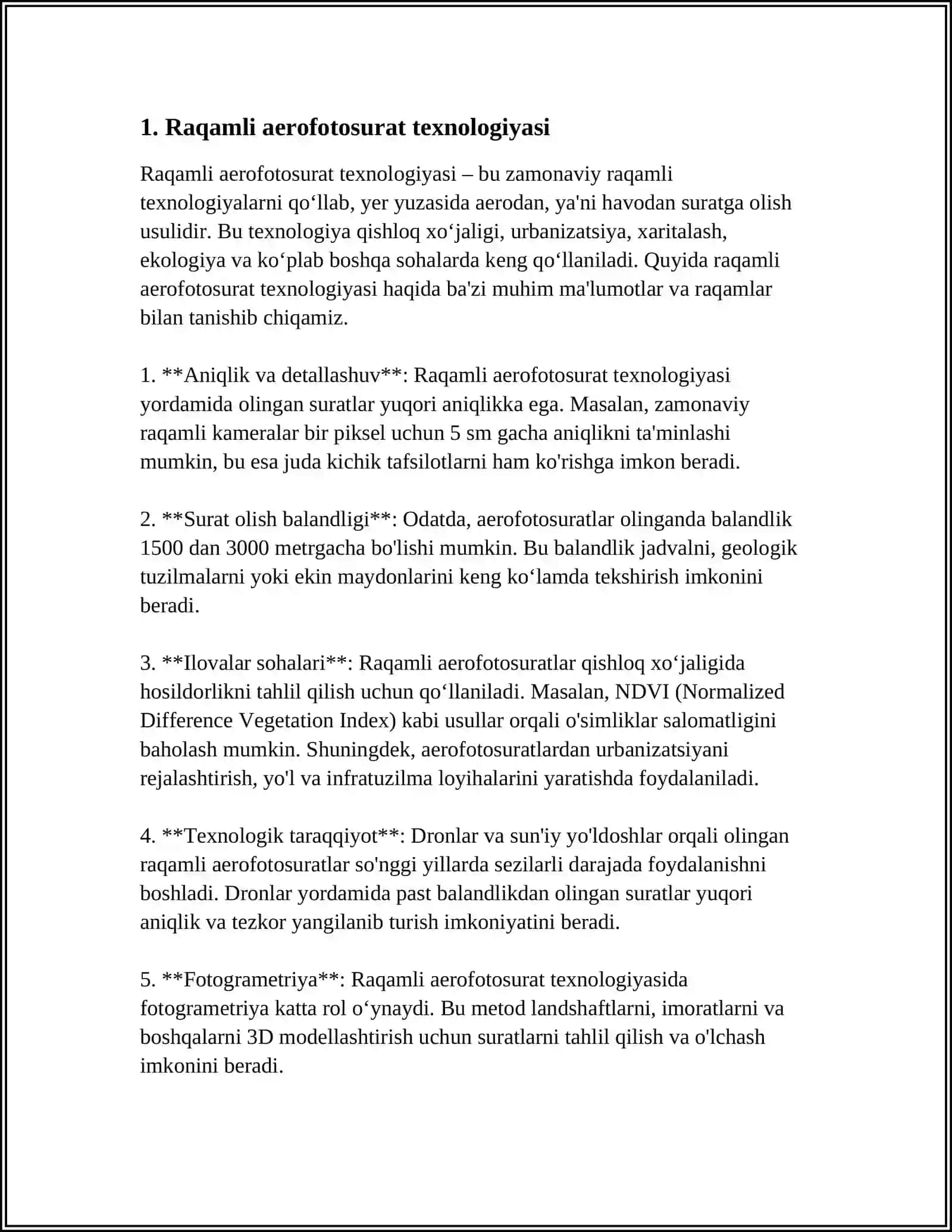 ZAMONAVIY RAQAMLI AEROFTOSYOMKA SISTEMASI 3