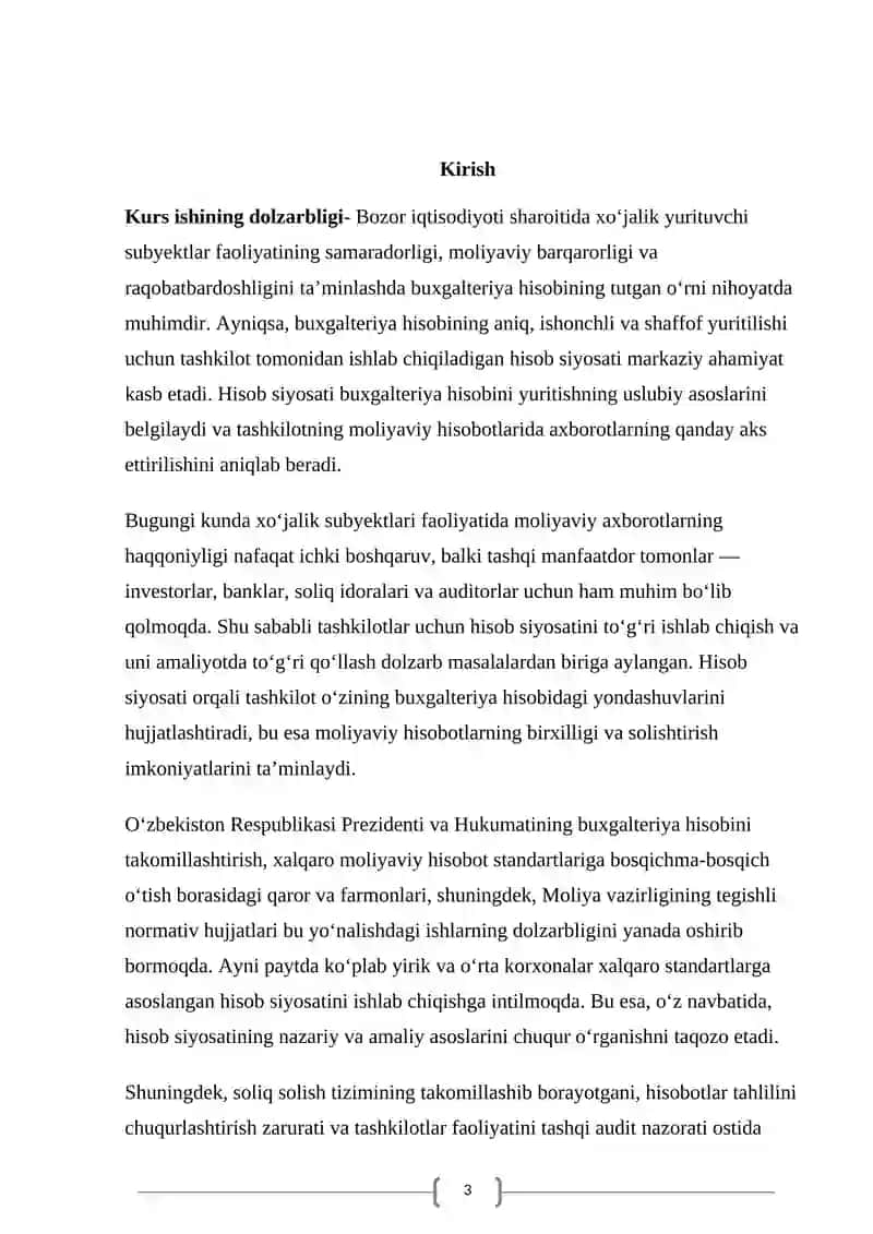 Hisob siyosatining mohiyati, mazmuni va ahamiyati 3