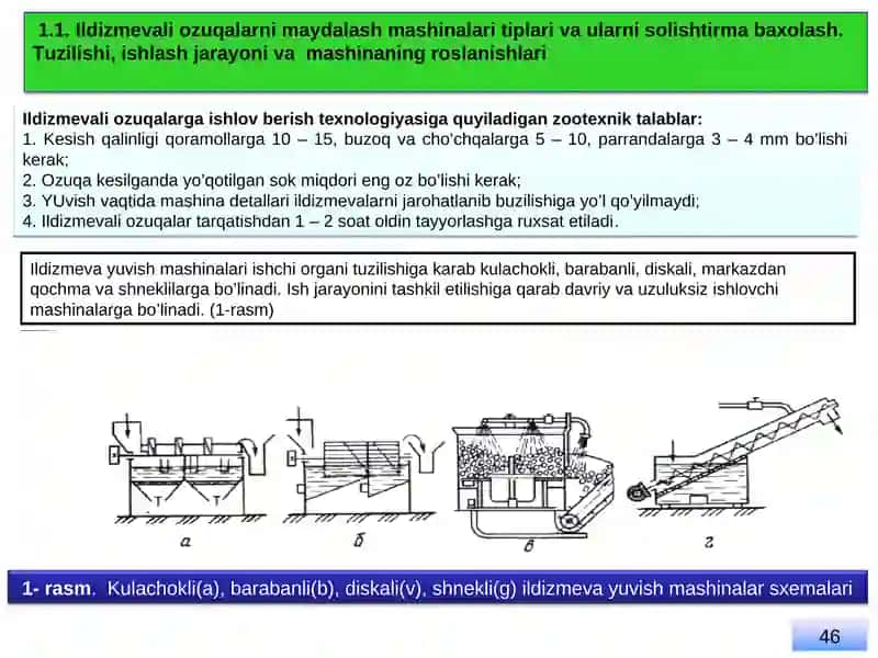 Poyali ildizmevalarni vadonli ozukalarni tayyorlash mashinalari 3