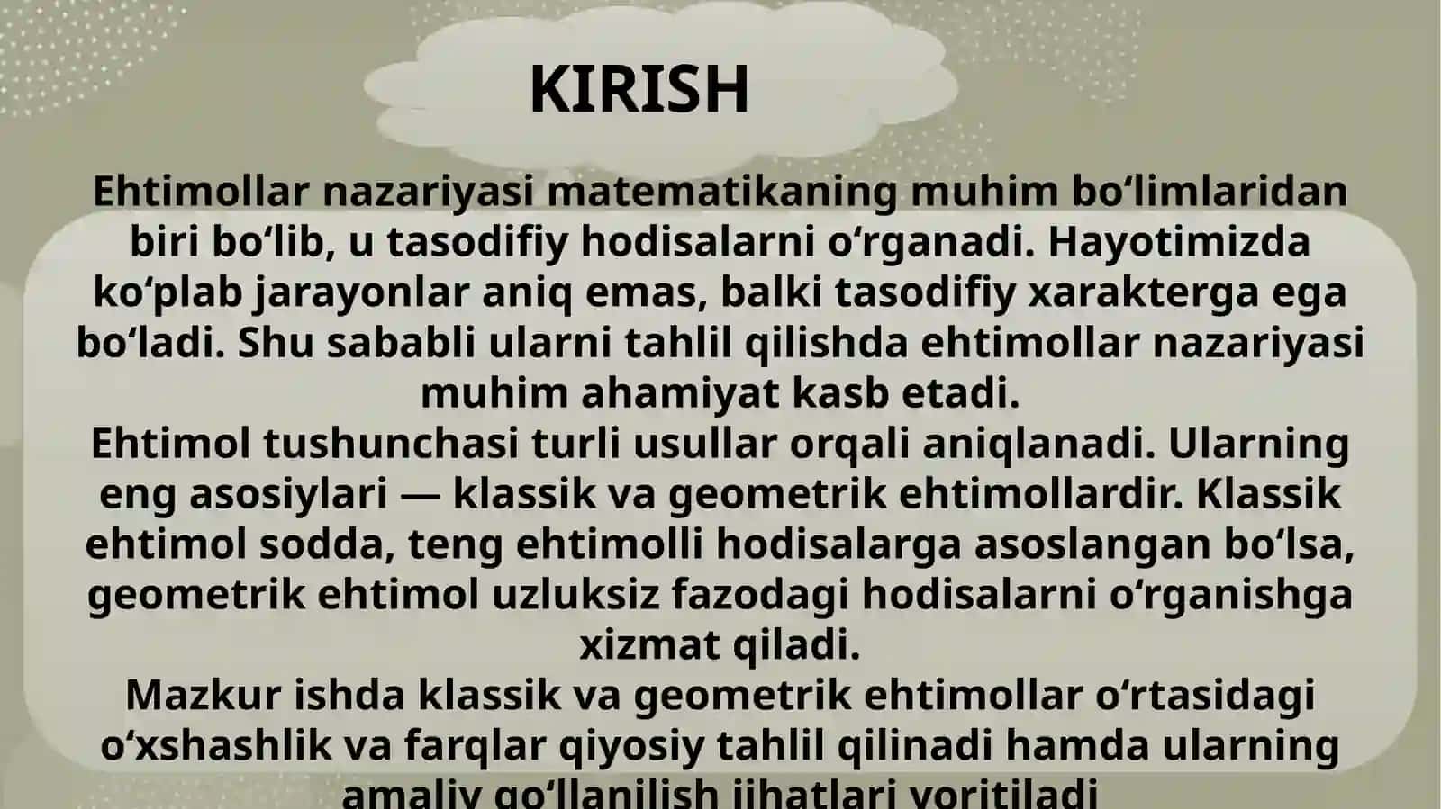 EHTIMOLLAR NAZARIYASI VA MATEMATIK STATISTIKA 3