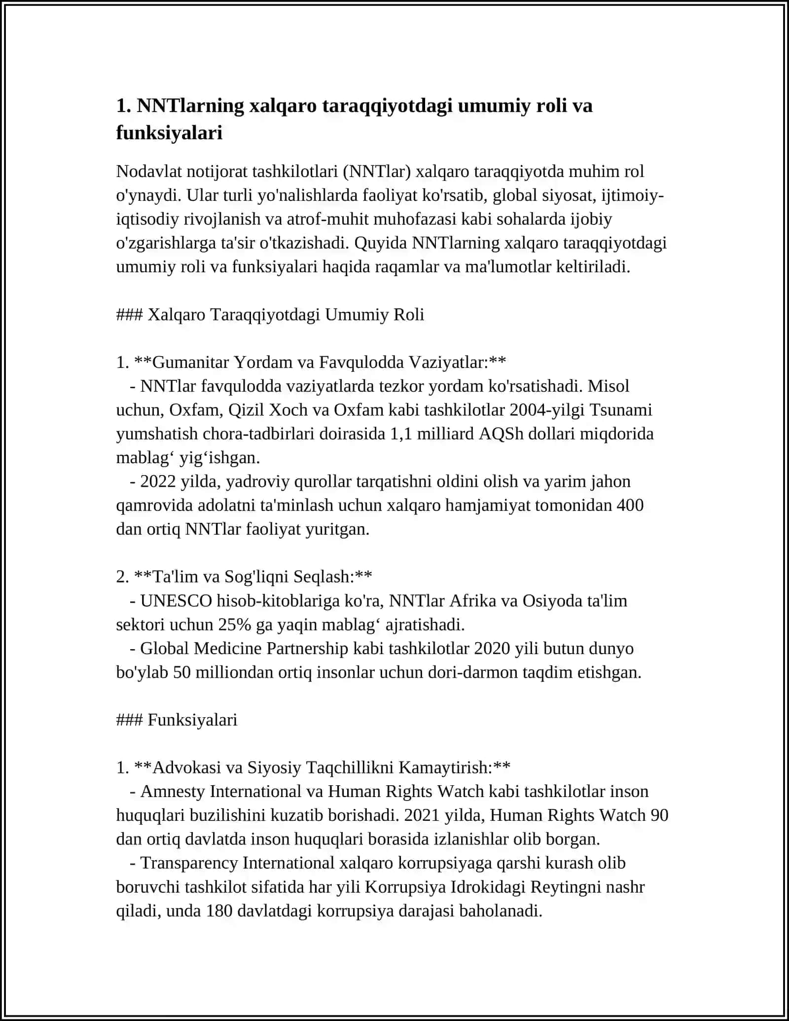 THE ROLE OF NGOS IN INTERNATIONAL DEVELOPMENT 3