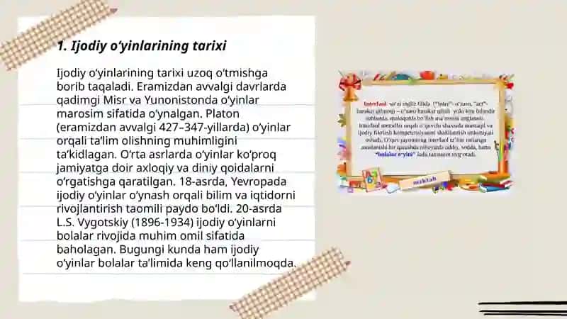 Ijodiy va qoidali oʻyinlar, uning mazmuni 3