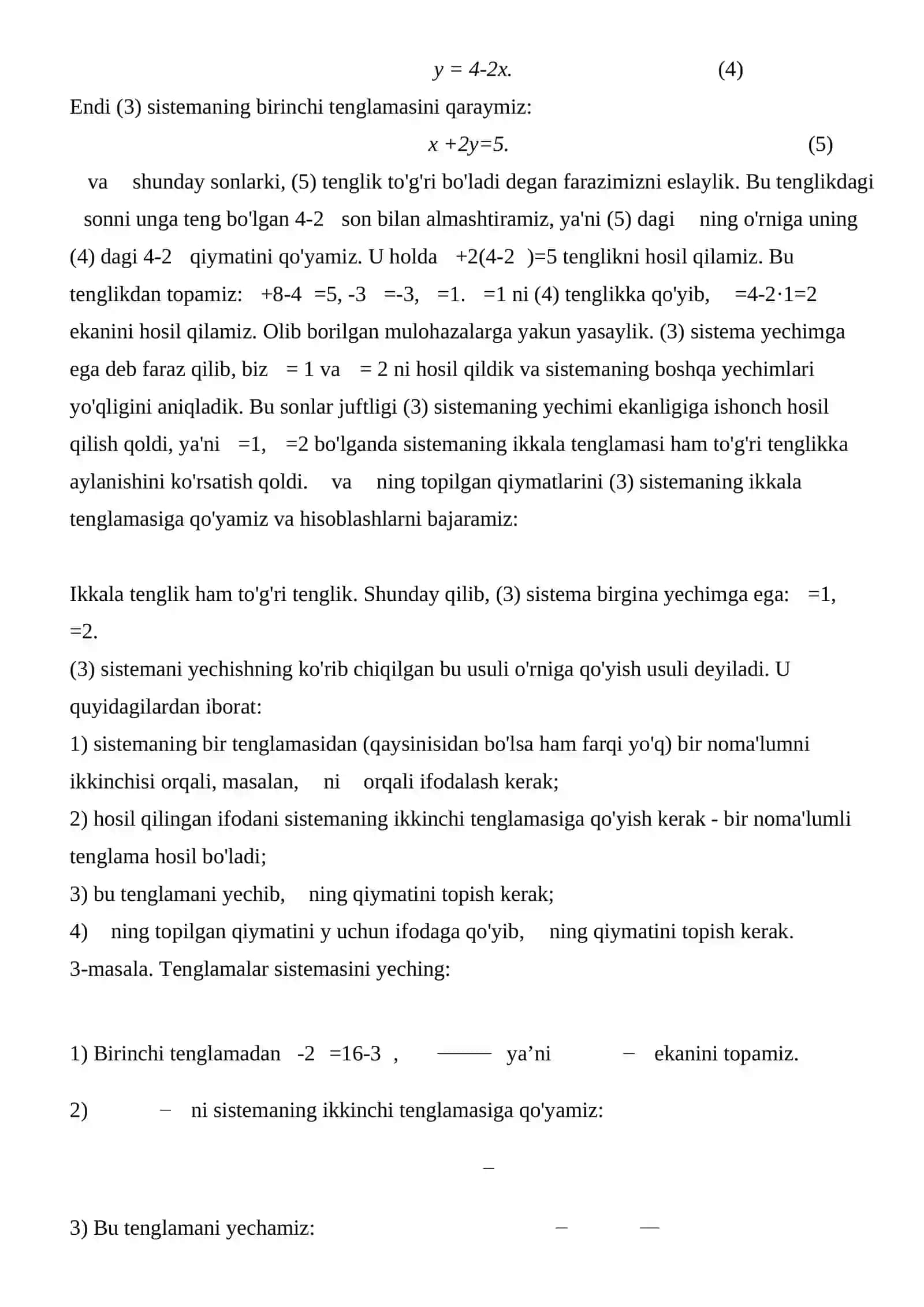 Chiziqli tenglamalar sistemasi va uning yechish usullari 3