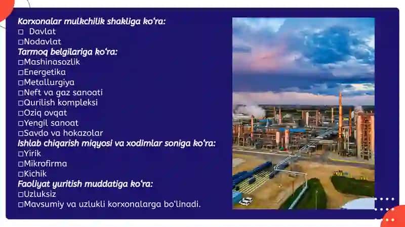 Sanoat korxonalarining belgilari, funksiyalari va vazifalari 3