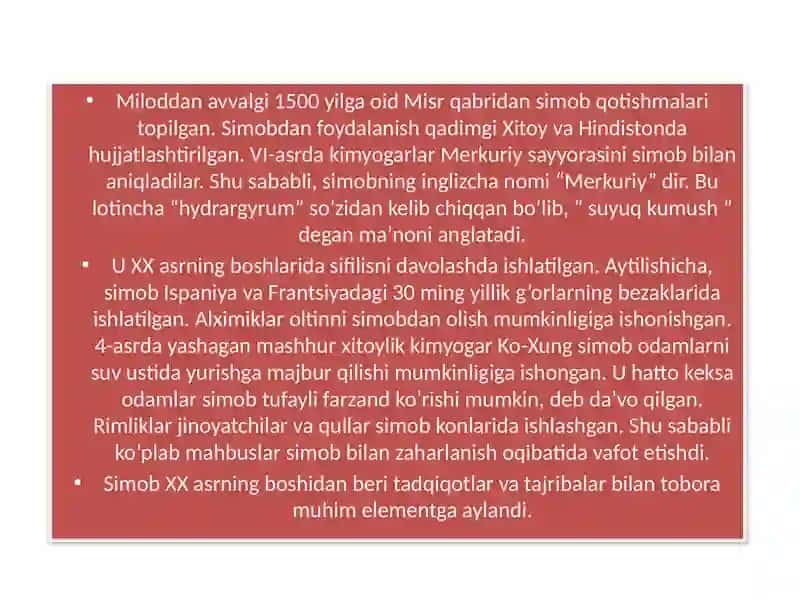 Simob va uning birikmalari 3