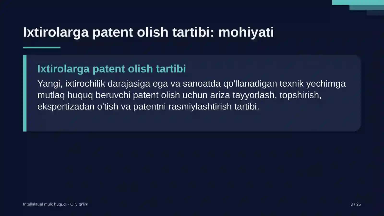 shisha sanoatida ixtirolarga patent olish tartibi 3689 3