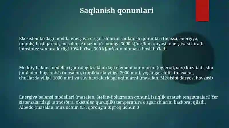 Modda va energiya muvozanatining modeli 3