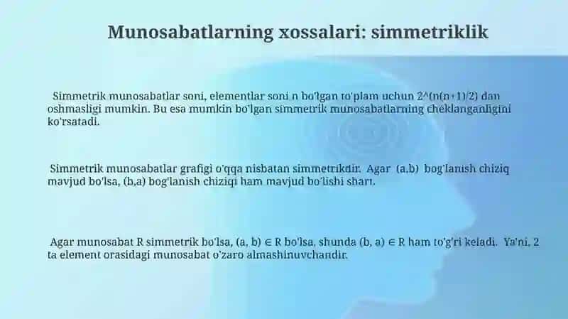 Ikkilik munosabatlar xossalari 3