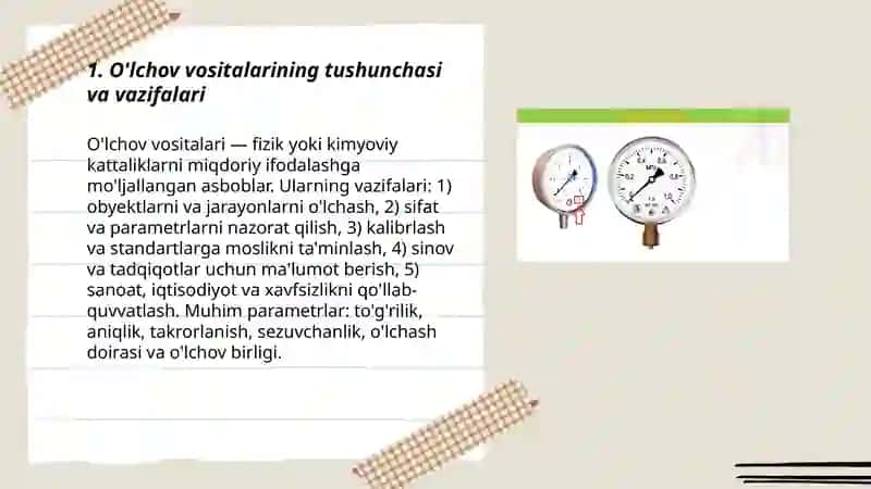 O'lchov vositalari va ularning sinflarga bo'linishi 3