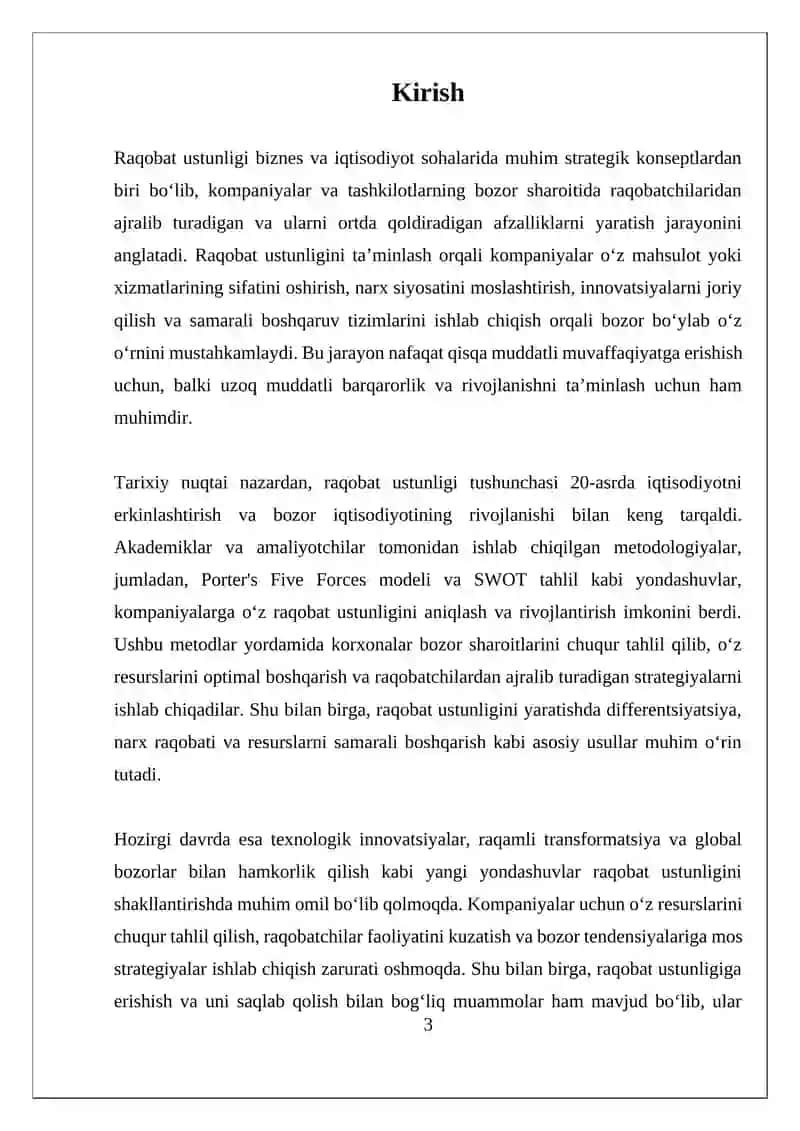 Raqobat Ustunligi 3