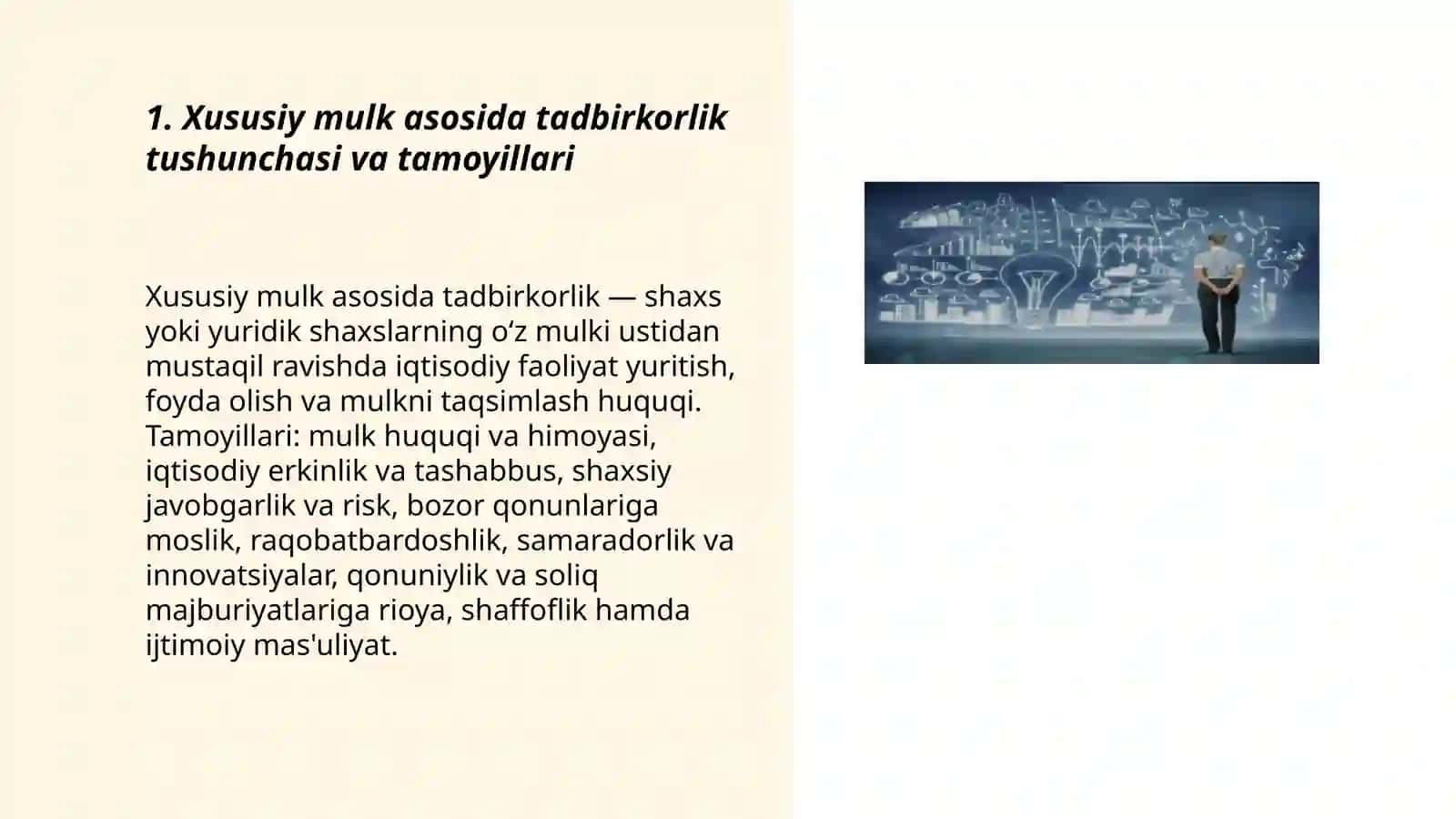 Xususiy mulk asosida tadbirkorlik faoliyatini yuritish Mahmudova Mahliyo 3