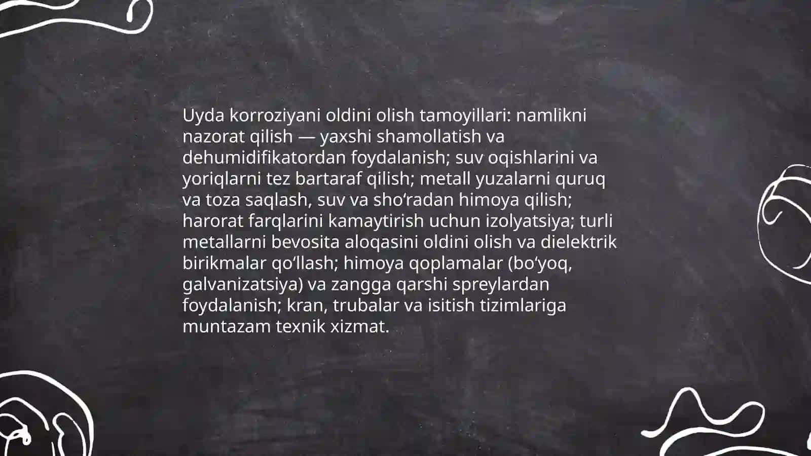 Uydagi korroziyalarni kamaytirish usullari 3