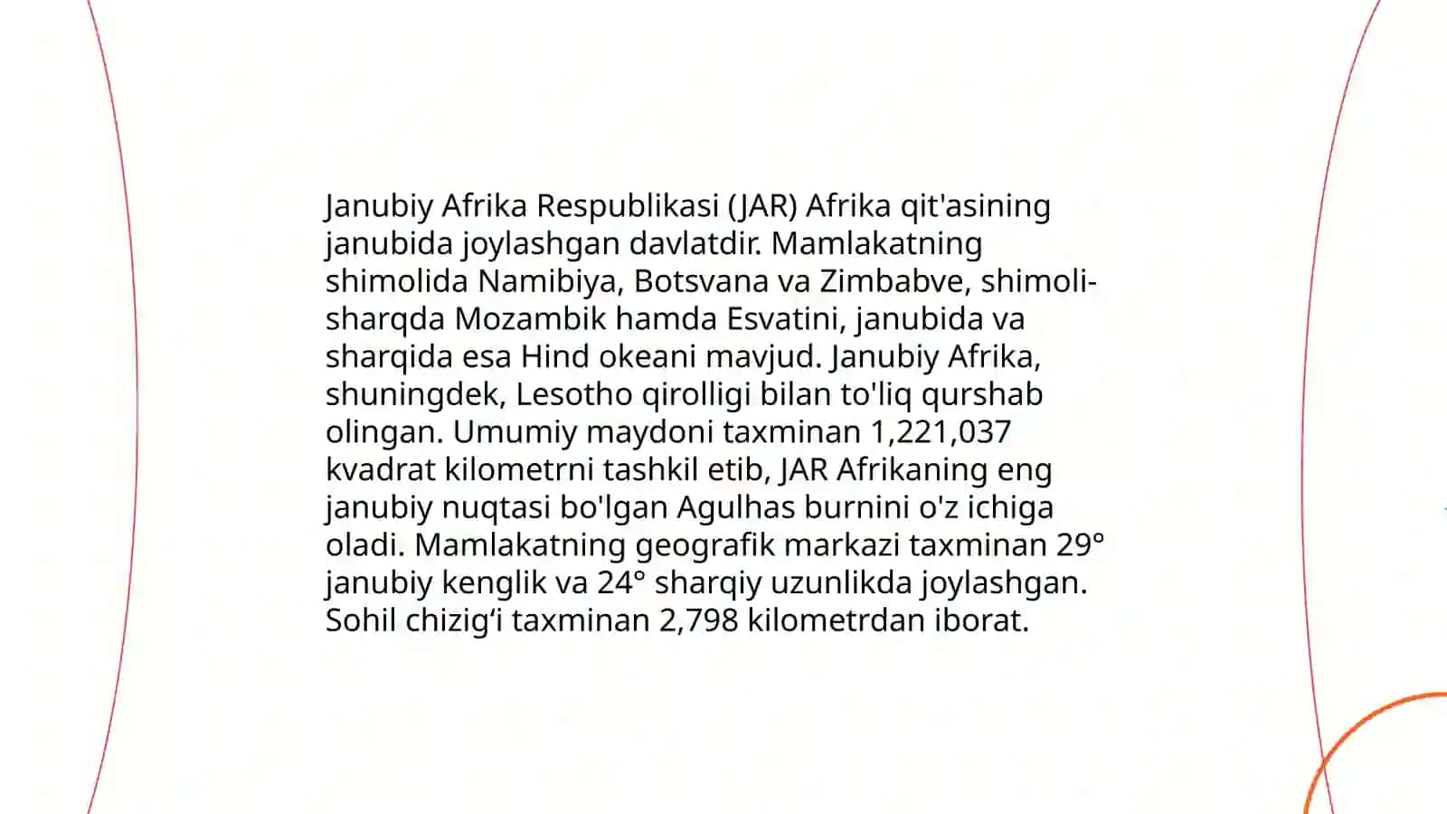 Janubiy Afrika Respublikasi geografik o‘rni, tabiiy sharoiti va tabiiy resurslari 3