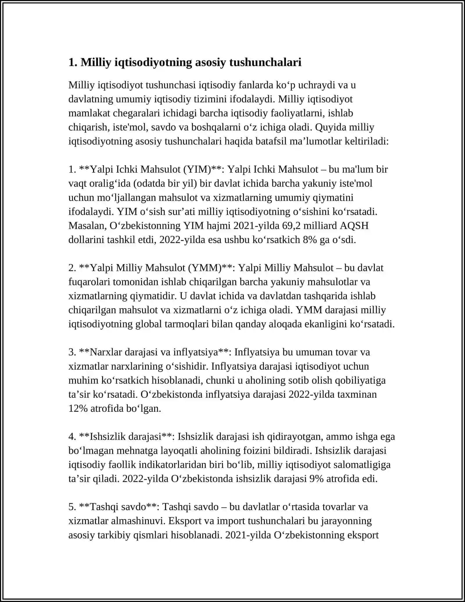 MILLIY IQTISODIYOT VA UNING MAKROIQTISODIY KOʻRSATKICHLARI 3