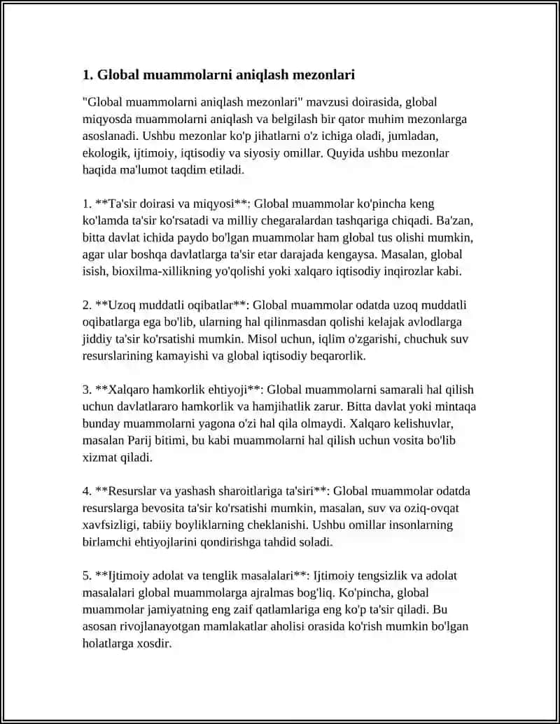 GLOBAL MUAMMOLARNING MEZONLARI VA DARAJALARI 3
