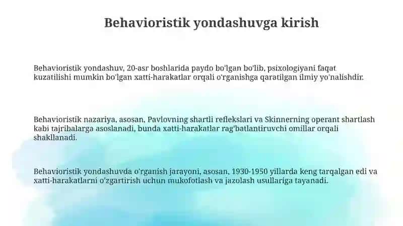 Behavioristik yondashuvning maqsadi 3