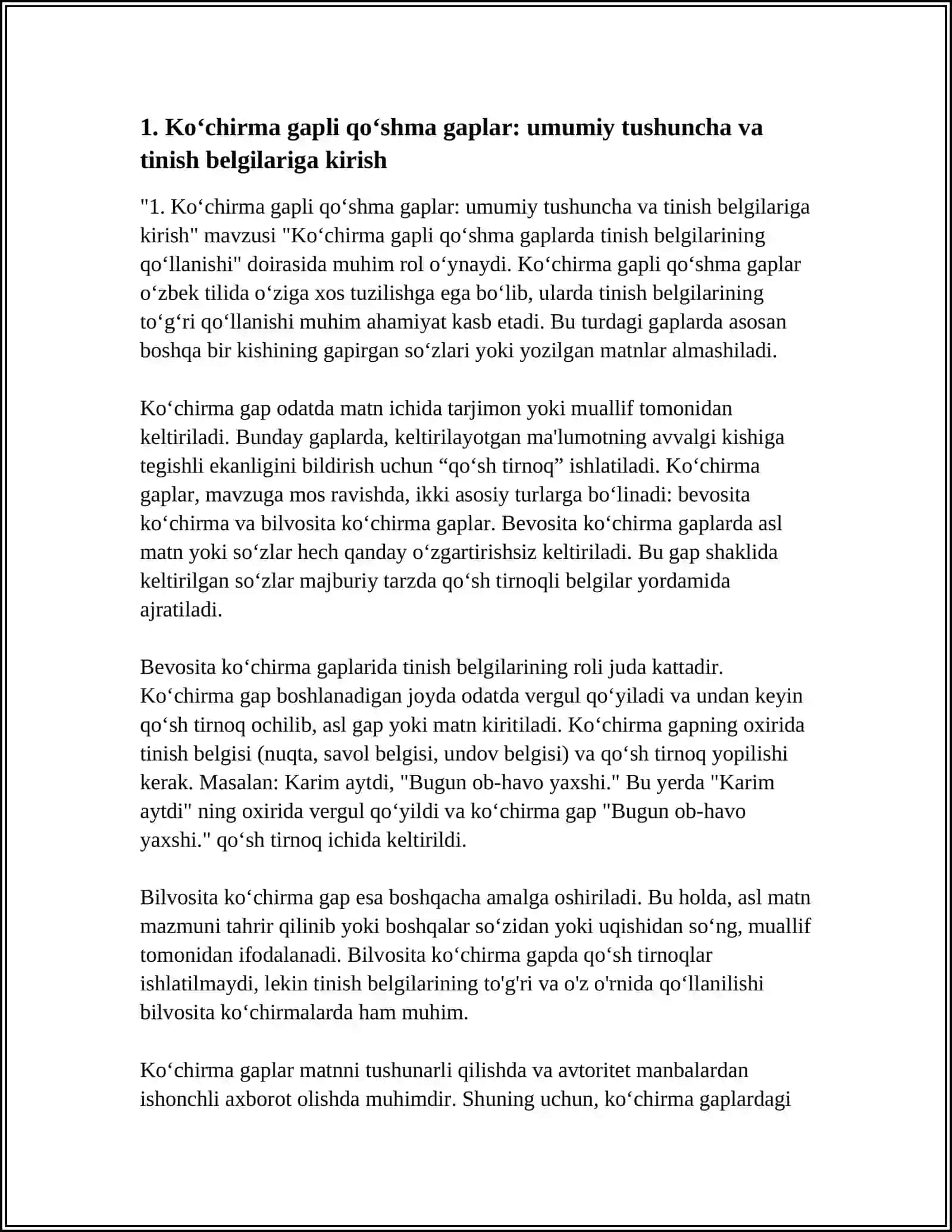 Koʻchirma gapli qoʻshma gaplarda tinish belgilarining qoʻllanishi 3