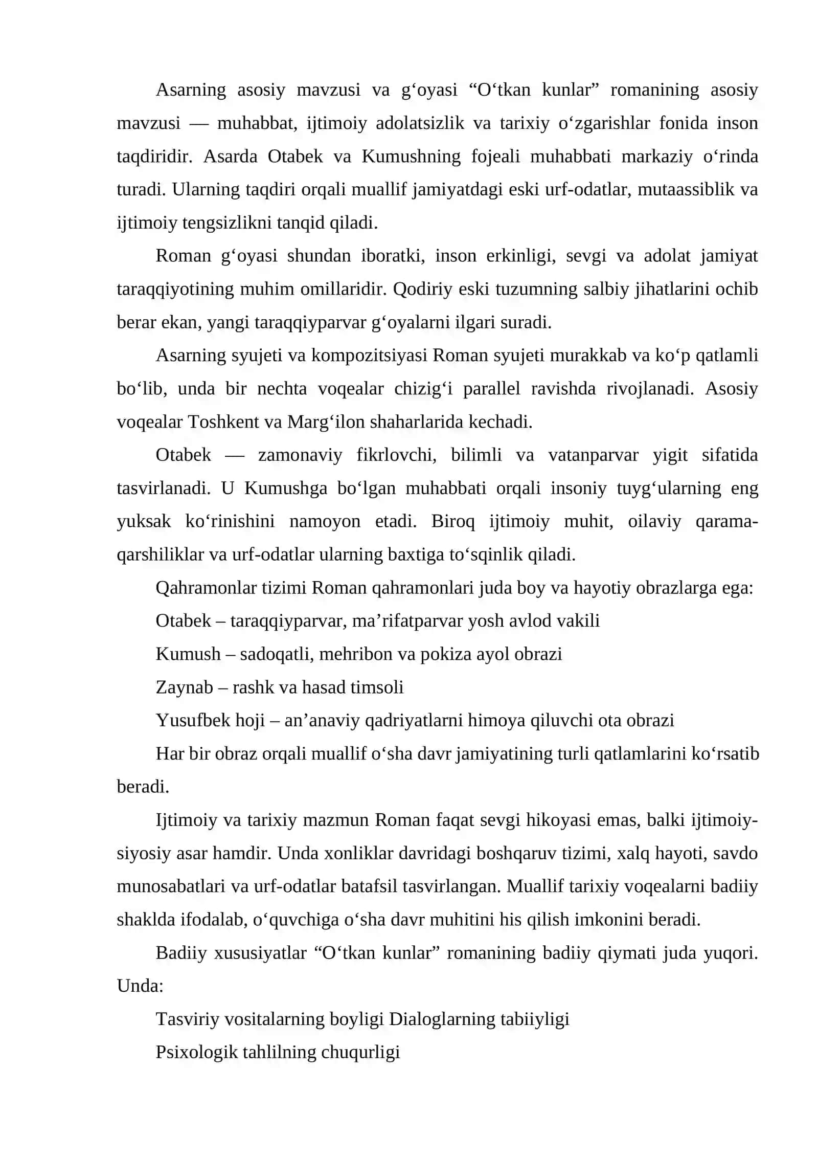 ABDULLA QODIRIYNING OʻTKAN KUNLAR ROMANINI OʻRGANISH 3