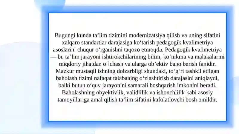 Baholashning asosiy tamoyillari SLAYD 3