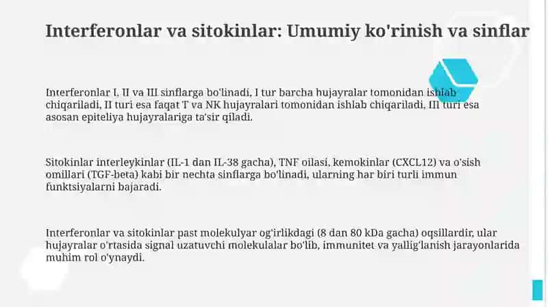 Interferon va sitokinlar ta'siri 3