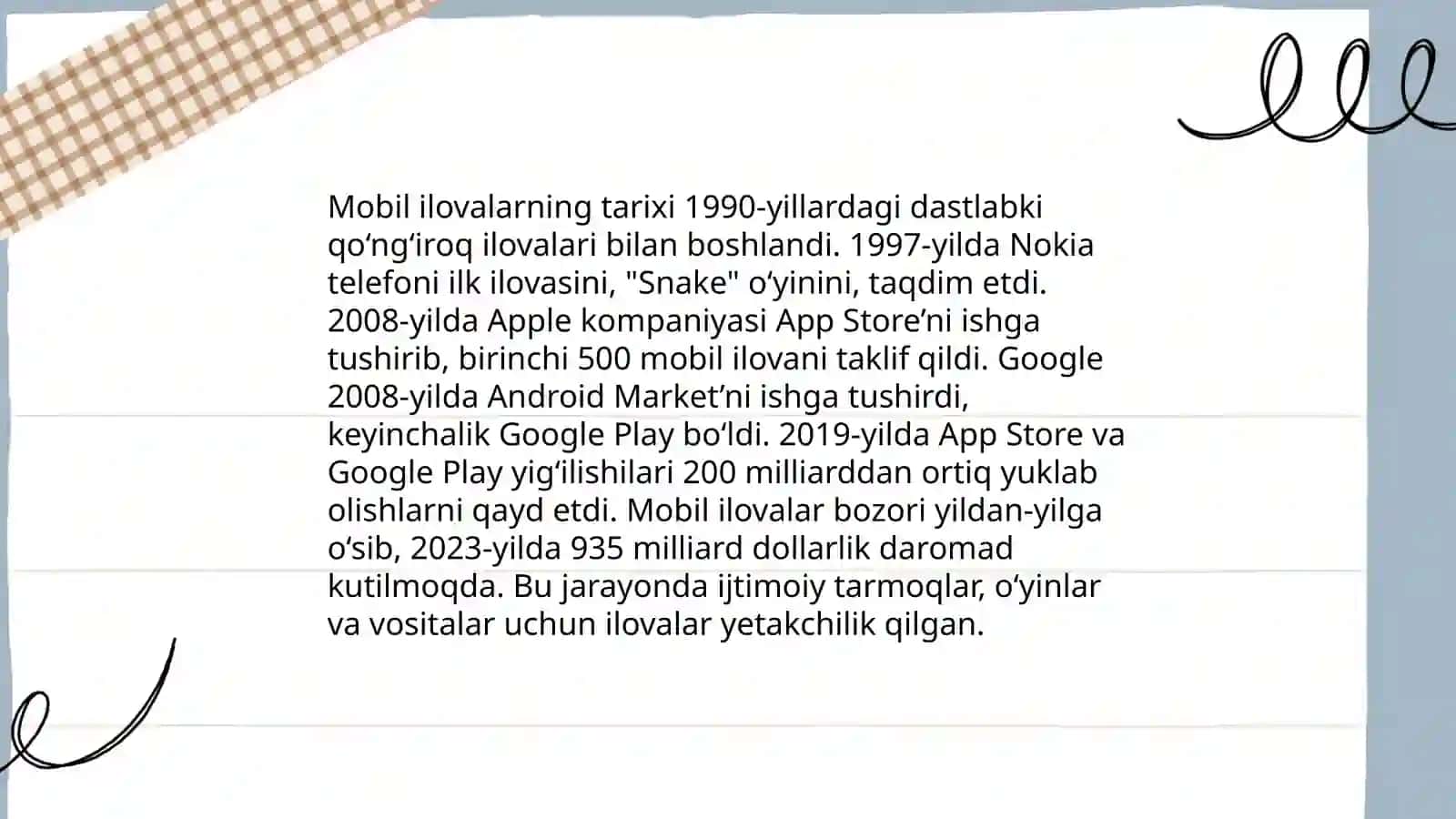Mobil texnologiyalari fanidan mustaqil ishi 3