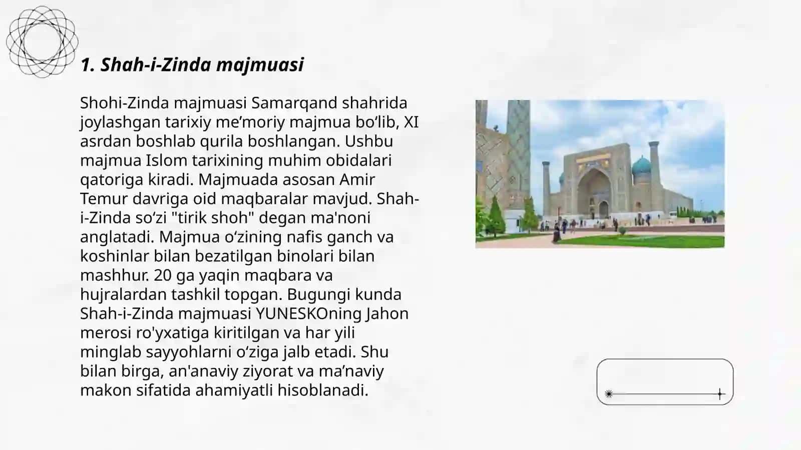 Samarqand shahrining meʼmoriy yodgorliklari 3
