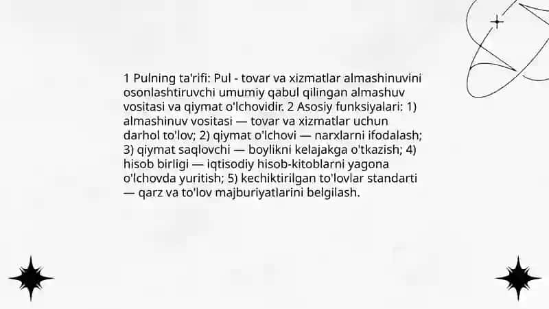 Pulning ta'rifi va funksiyalari 3