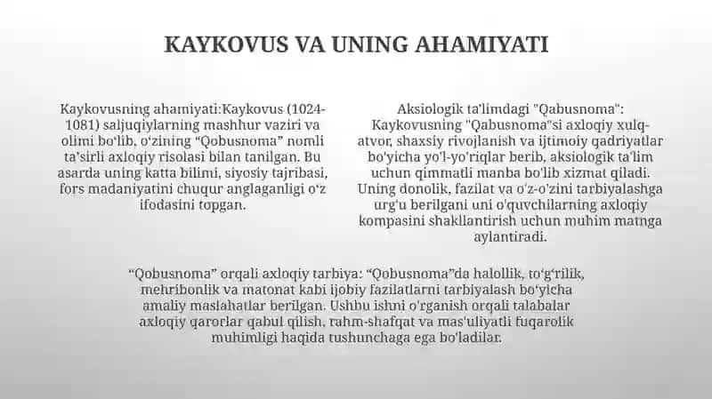 Kaykovusning "Qobusnoma" 3