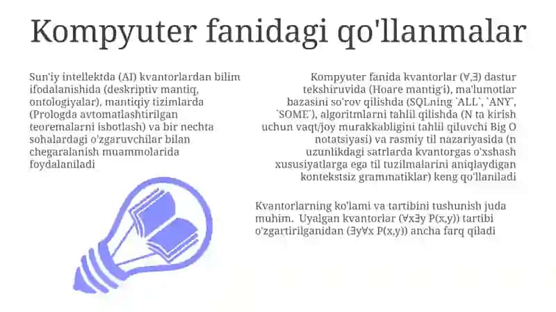 Kvantorlar haqidatushunlava ularning tatbiqi 3