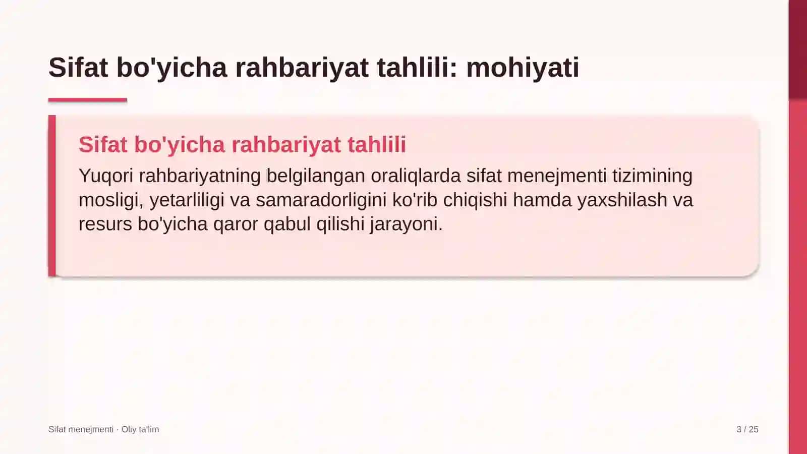 ekologik nodavlat tashkilotlarda sifat bo'yicha rahbariyat tahlilini o'tkazish 6318 3