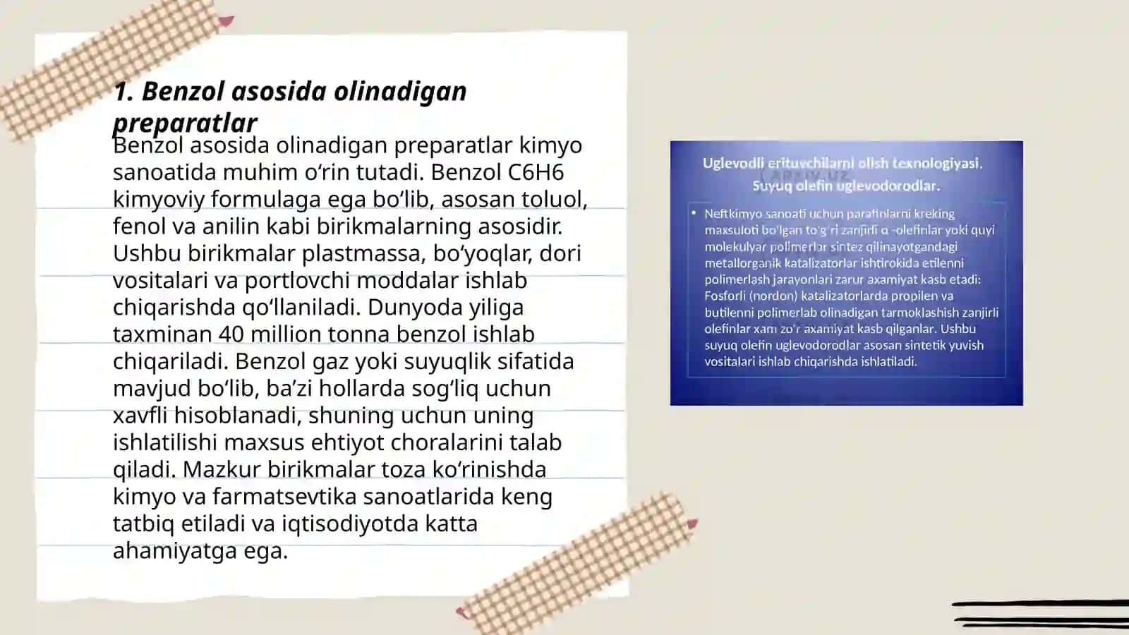 Aromatik uglevodorodlar asosida olinadigan preparatlar 3