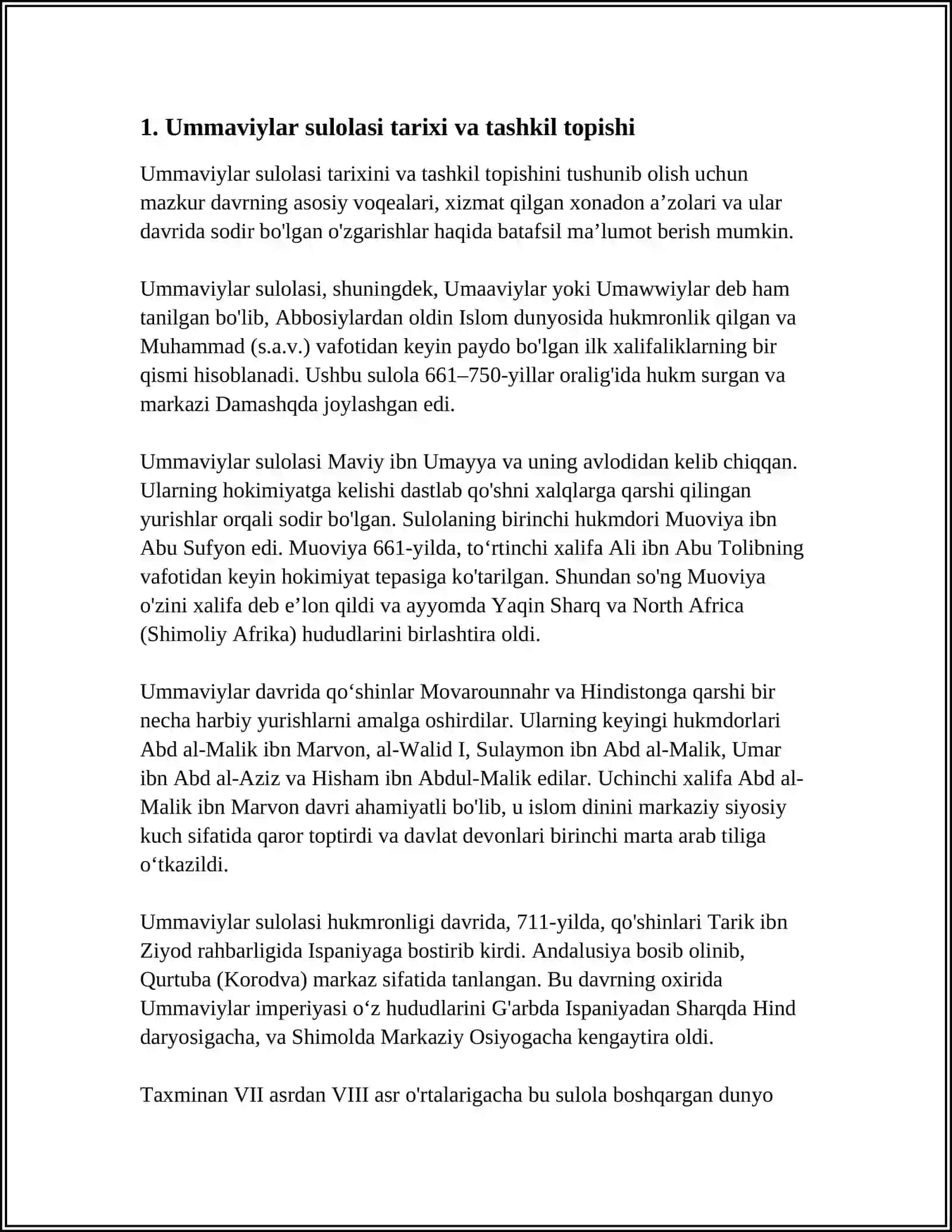 Ummaviylar sulolasi tarixi va tashkil topishi 3