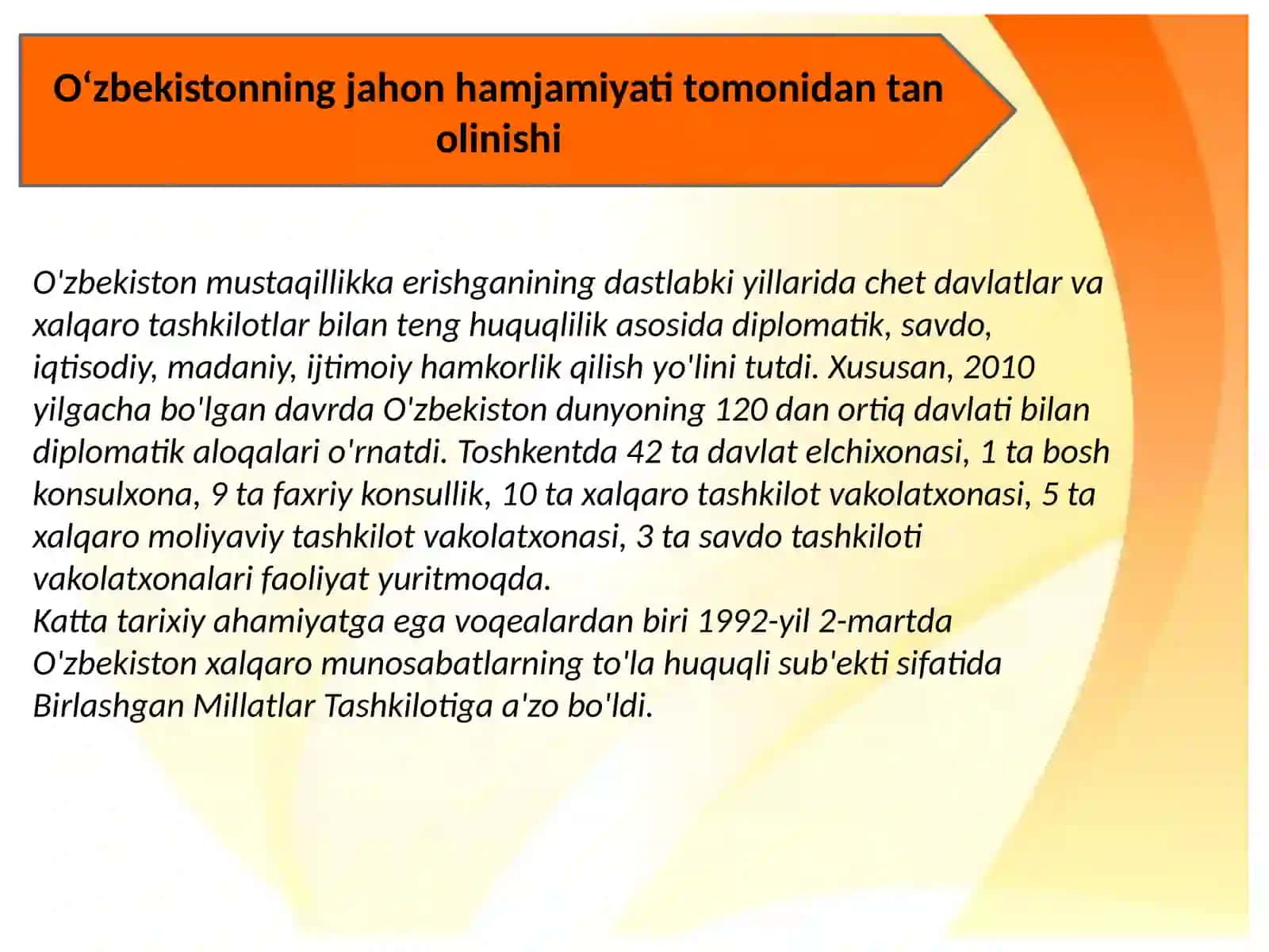 OʻZBEKISTON VA JAHON HAMJAMIYATI 3