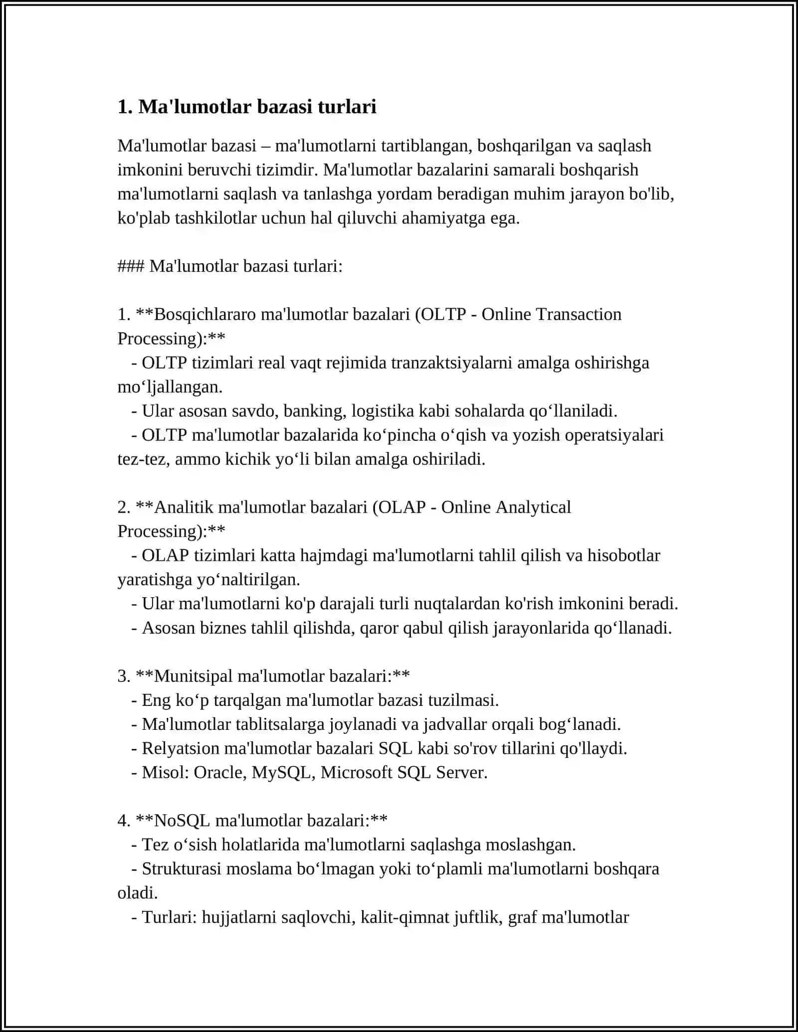 MA'LUMOTLARNI TO'PLASH VA SAQLASH TEXNOLOGIYALARI 3