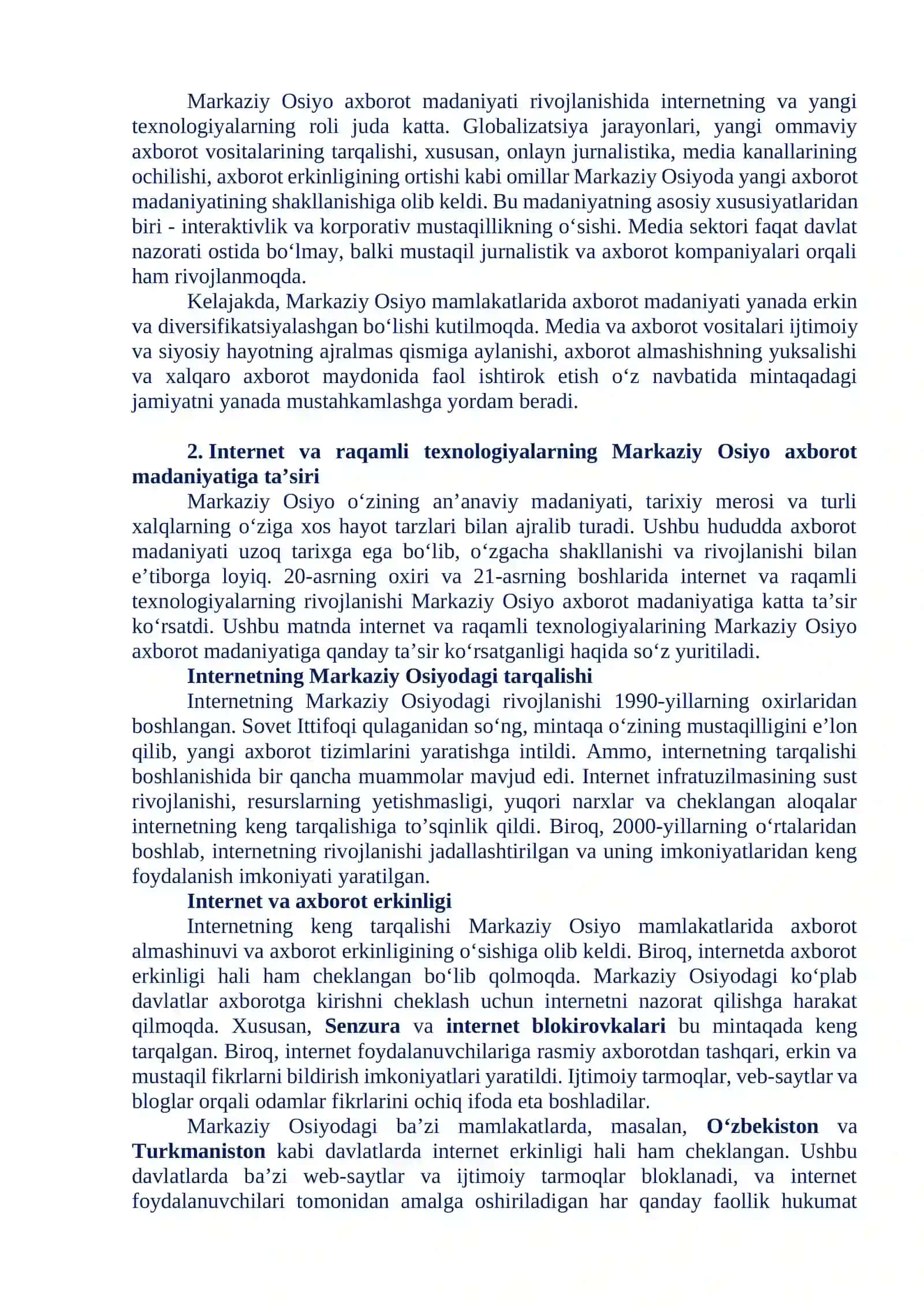 MARKAZIY OSIYO AXBOROT MADANIYATINNING O‘RNI 3