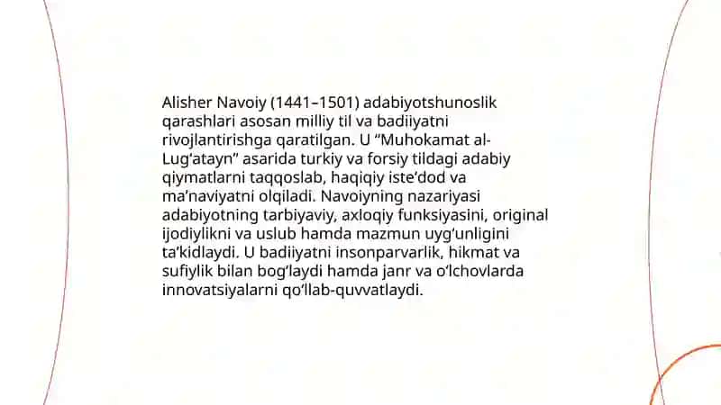 Alisher Navoiyning adabiyotshunoslik qarashlari 3