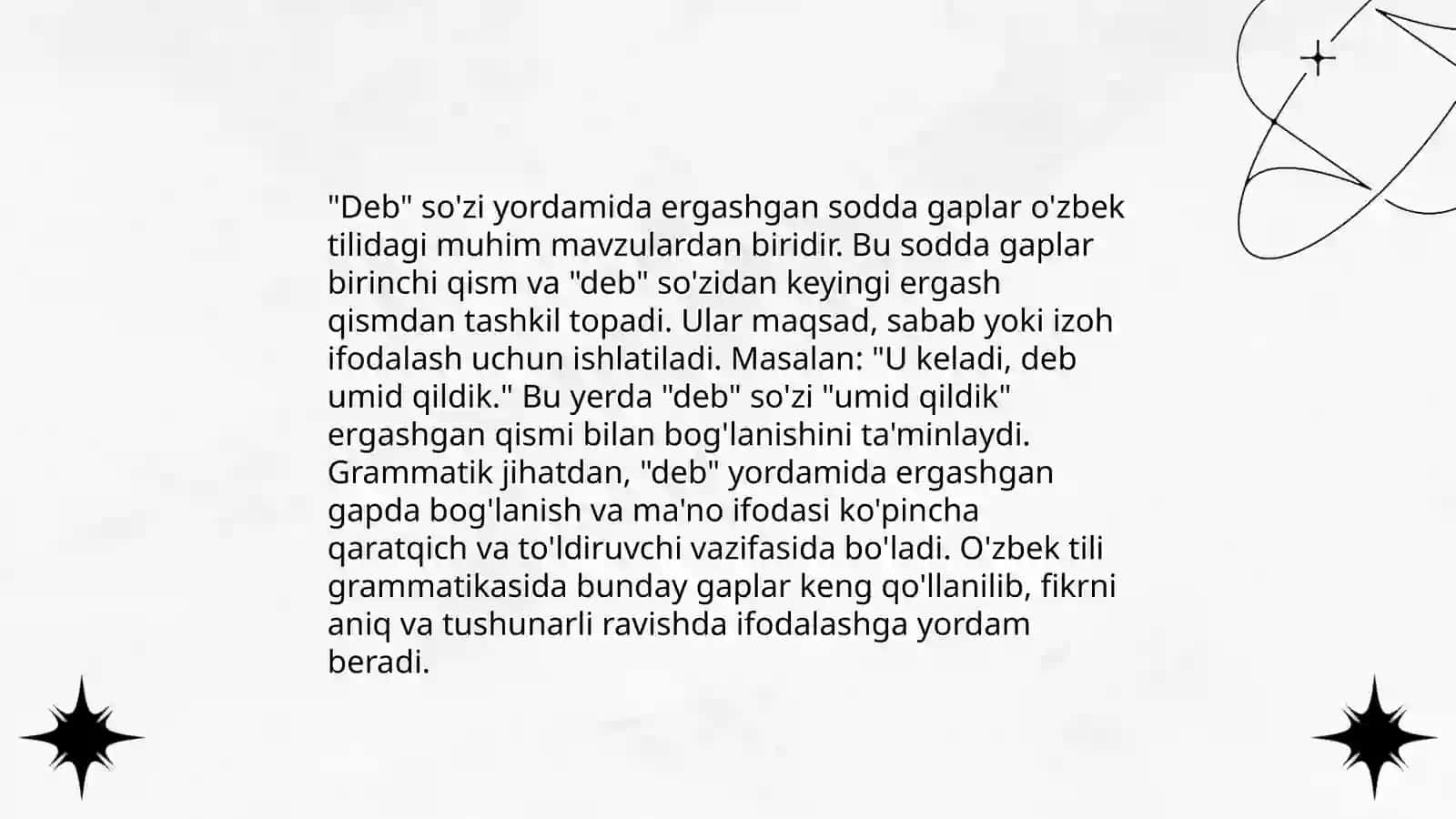 Deb so'zi yordamida ergashgan gaplar 3