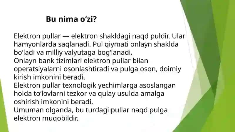 Elektron pullar haqida tushuncha 3