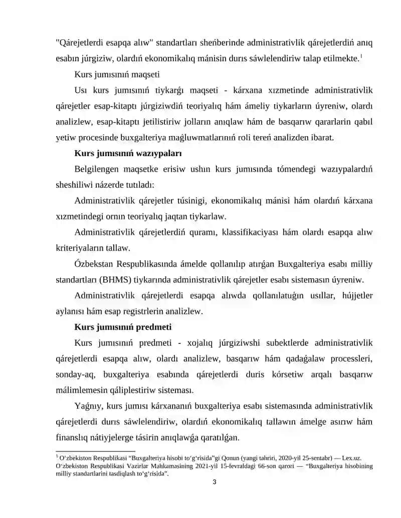 Administrativlik qárejetler esabi 3