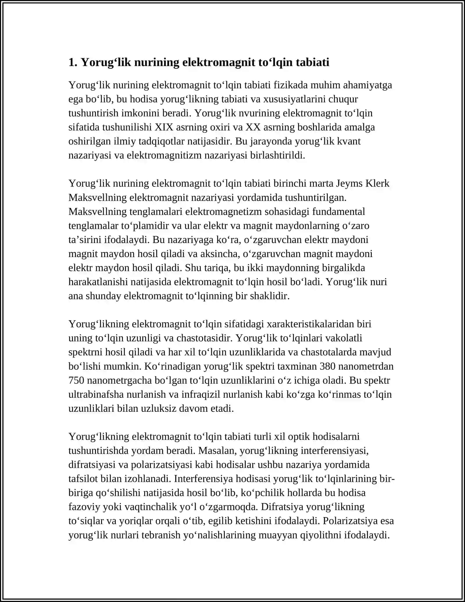 YORUGʻLIK NURINING TABIATI 3