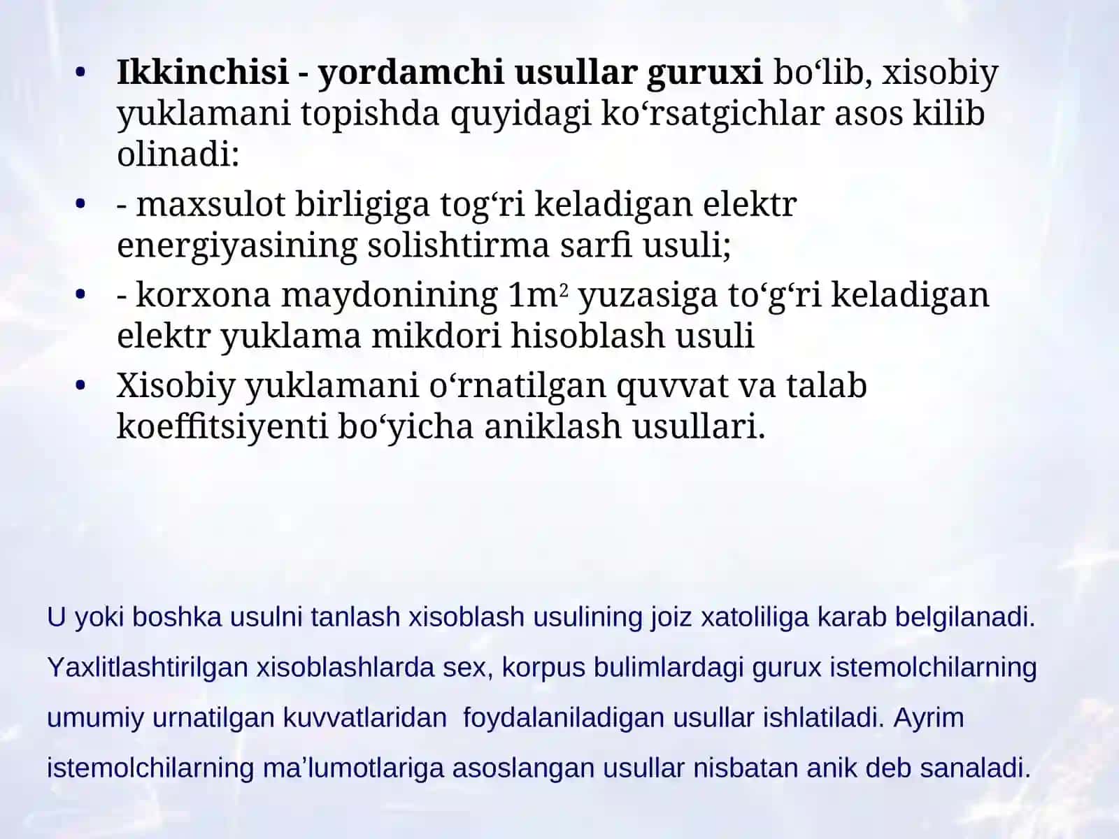 Elektr yuklamalarni hisoblash usullari 3
