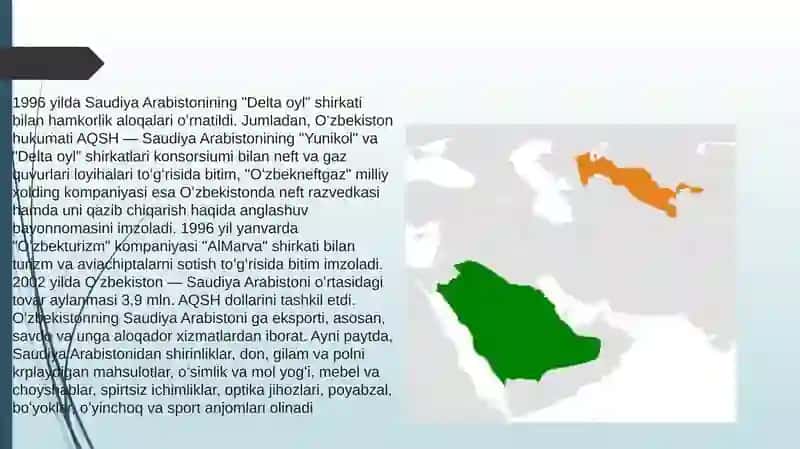 O'zbekiston va Saudiya Arabiston Iqtisodiy Aloqalari 3