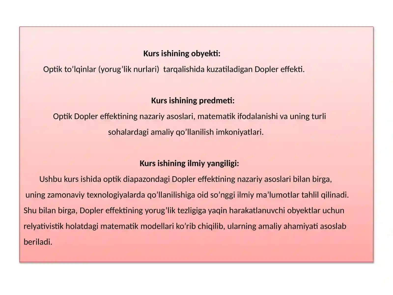 Optikada Dopler effektiva uing qo’llanilishi 3