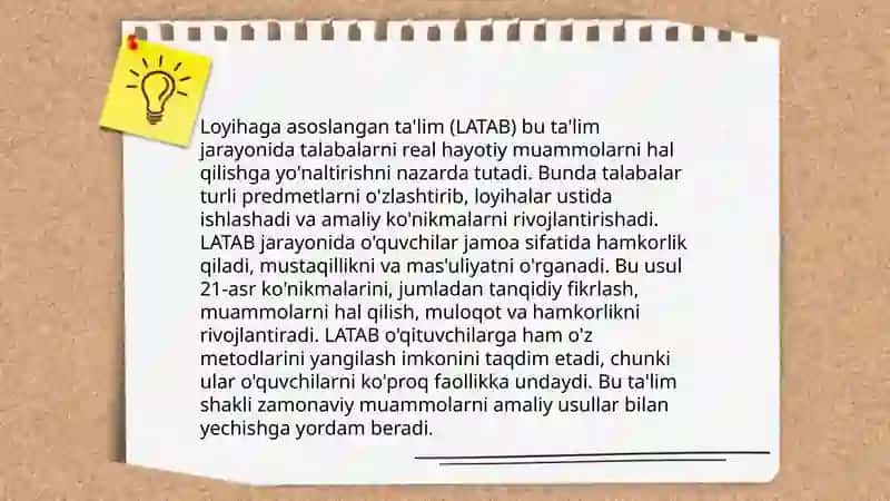 Loyihaga asoslangan ta'lim va tamoyillari 3