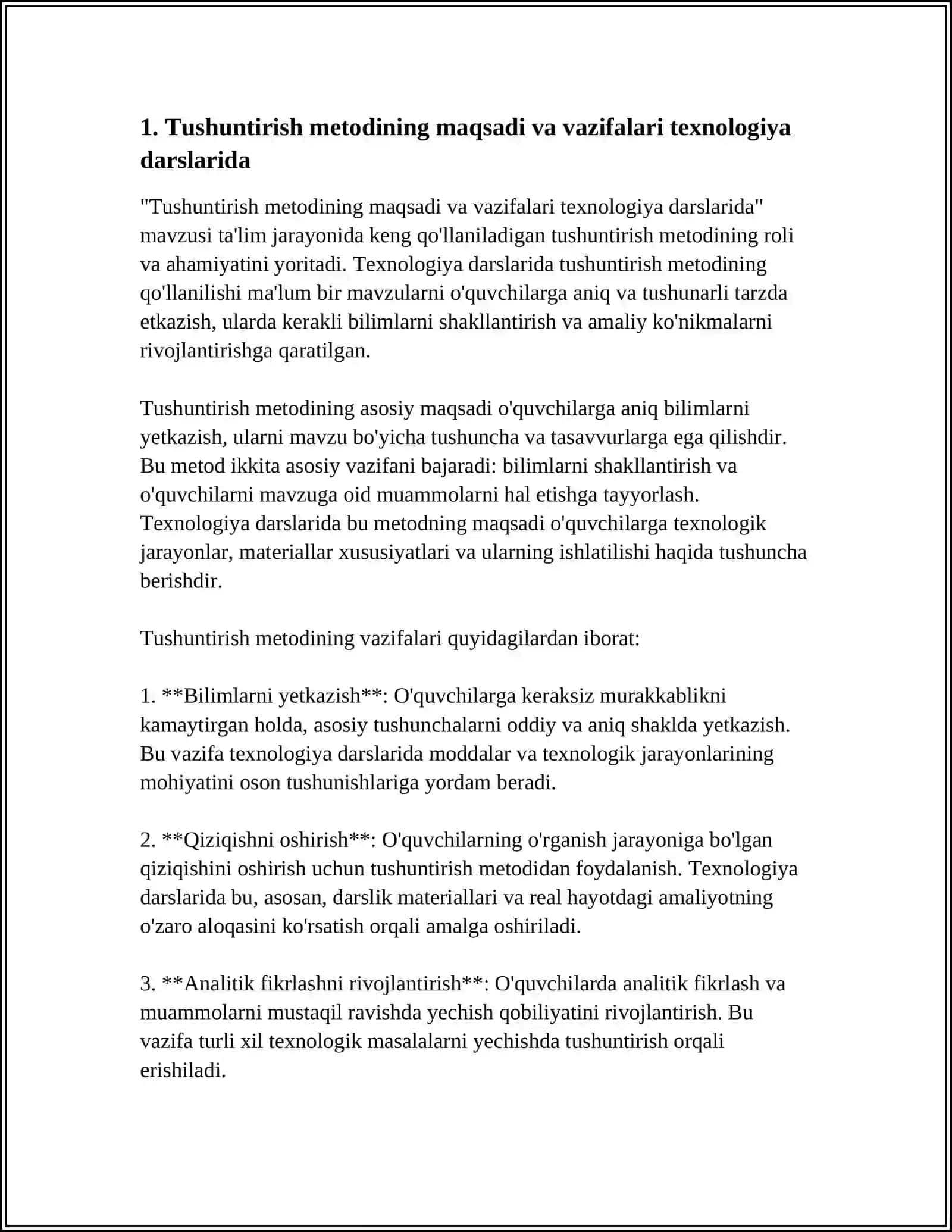 TEXNOLOGIYA DARSLARIDA TUSHUNTIRISH METODI 3