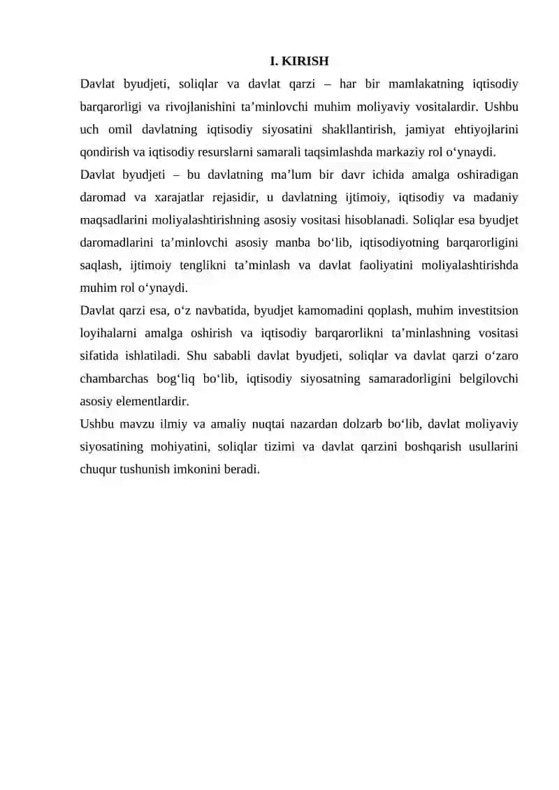DAVLAT BYUDJETI, SOLIQLAR VA DAVLAT QARZI 3