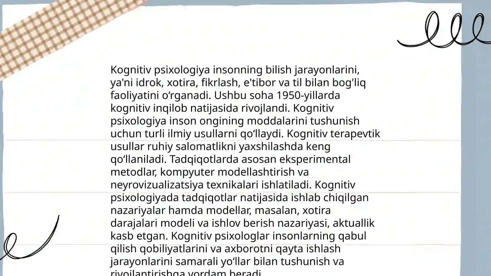 Hozirgi zamon psixalogiyasining tarmoqlari by Boymatova Nozima 3